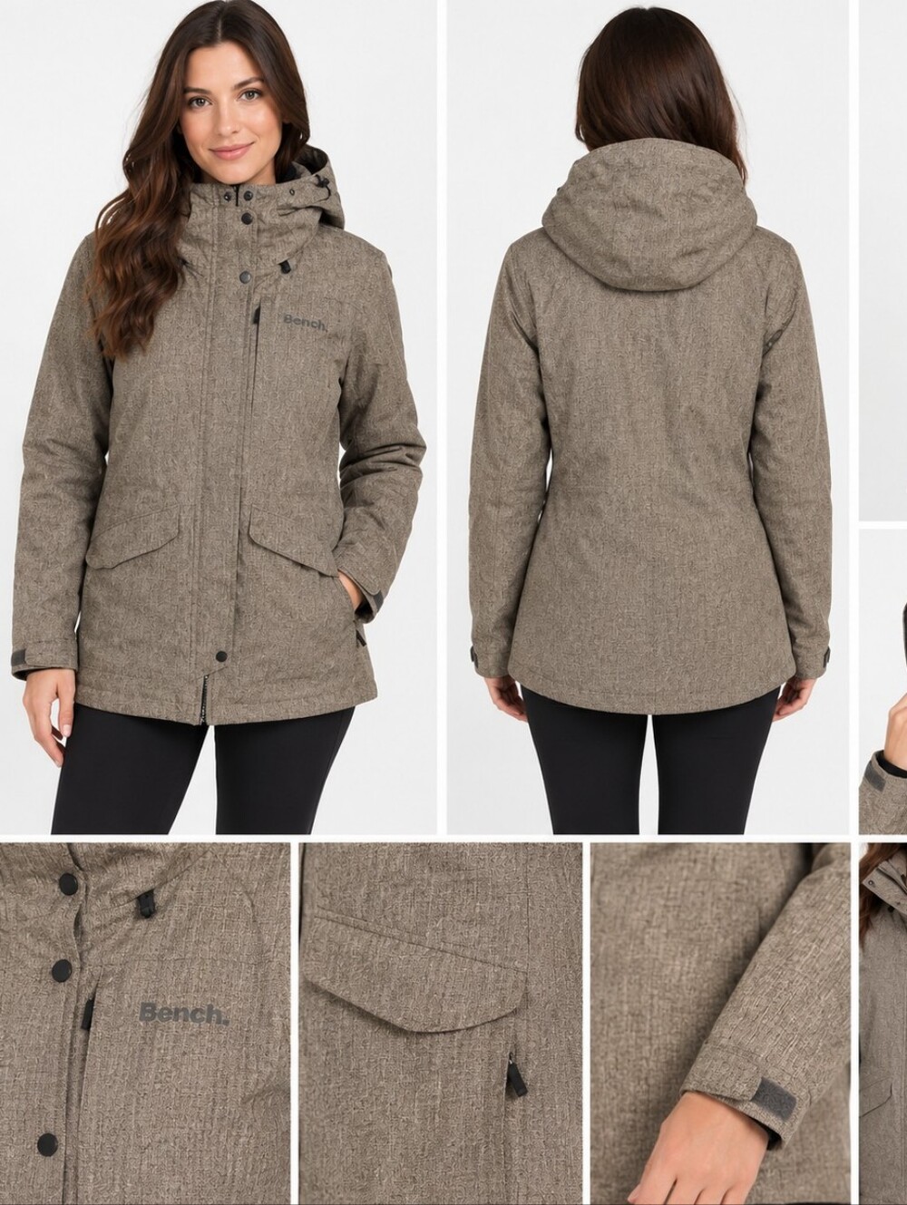 Bench Women's Hooded Parka Jacket in Taupe